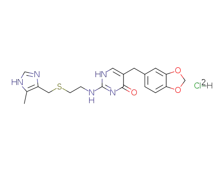 5-(1,3-benzodioxol-5-ylmethyl)-2-[[2-[[(5-methyl-1H-imidazol-4-yl)methyl]thio]ethyl]amino]-1H-pyrimidin-4-one dihydrochloride