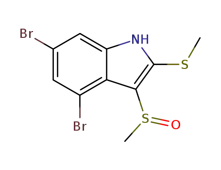 Molecular Structure of 119340-97-5 (1H-Indole,4,6-dibromo-3-(methylsulfinyl)-2-(methylthio)-, (-)-)