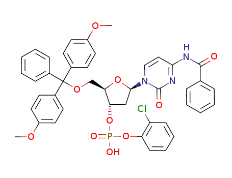 Molecular Structure of 81187-02-2 (3'-Cytidylic acid,
N-benzoyl-5'-O-[bis(4-methoxyphenyl)phenylmethyl]-2'-deoxy-,
mono(2-chlorophenyl) ester)