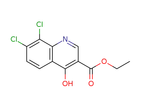 Molecular Structure of 75001-53-5 (7,8-DICHLORO-4-HYDROXY-QUINOLINE-3-CARBOXYLIC ACID ETHYL ESTER)