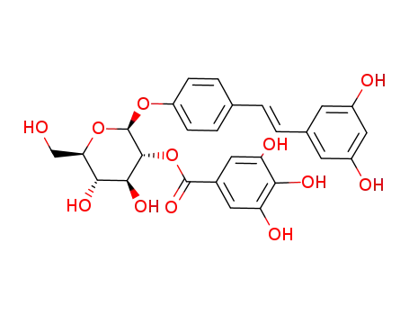 Molecular Structure of 105304-51-6 (3,4',5-trihydroxystilbene-4'-O-(2''-O-galloyl)glucopyranoside)