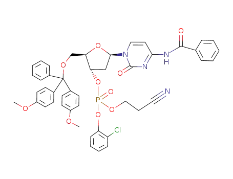 Molecular Structure of 80817-35-2 (3-Cytidylic acid, N-benzoyl-5-O-(bis(4-methoxyphenyl)phenylmethyl)-2-deoxy-, 2-chlorophenyl 2-cyanoethyl ester)