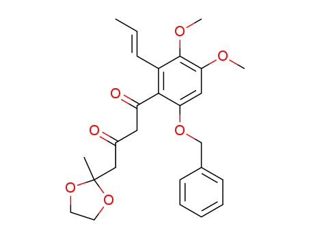 Molecular Structure of 125288-40-6 (1-<6'-benzyloxy-3',4'-dimethoxy-2'-(prop-1-enyl)phenyl>-4-(2-methyl-1,3-dioxolan-2-yl)butane-1,3-dione)