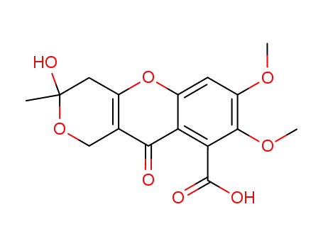 Molecular Structure of 95730-82-8 (1H,3H-Pyrano[4,3-b][1]benzopyran-9-carboxylic acid,
4,10-dihydro-3-hydroxy-7,8-dimethoxy-3-methyl-10-oxo-)