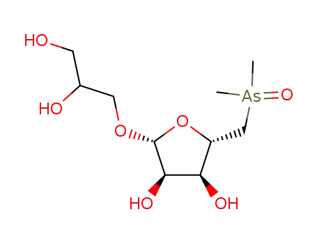 Molecular Structure of 77939-93-6 (2,3-dihydroxypropyl 5-deoxy-5-(dimethylarsoryl)-beta-D-ribofuranoside)