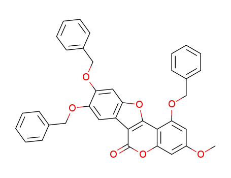 Molecular Structure of 115623-32-0 (1,8,9-tris(benzyloxy)-3-methoxy-6H-benzofuro[3,2-c]chromen-6-one)