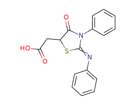 Molecular Structure of 7669-21-8 ((E)-2-(4-oxo-3-phenyl-2-(phenylimino)thiazolidin-5-yl)acetic acid)