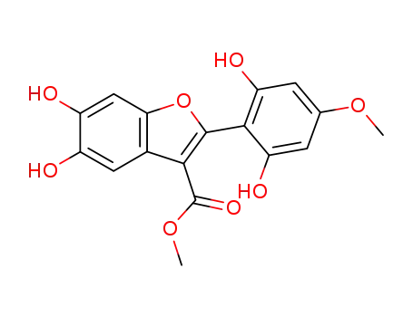 Molecular Structure of 627489-05-8 (2-(2,6-dihydroxy-4-methoxy-phenyl)-5,6-dihydroxy-benzofuran-3-carboxylic acid methyl ester)