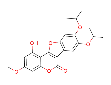 Molecular Structure of 1023744-97-9 (1-hydroxy-3-methoxy-8,9-diisopropyloxy-benzo[4,5]furo[3,2-c]chromen-6-one)