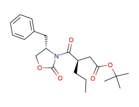 Molecular Structure of 225377-55-9 (3-<(R)-<2-(1,1-dimethylethoxy)-2-oxoethyl>-1-oxopentyl>-4(S)-(phenylmethyl)-2-oxazolidinone)