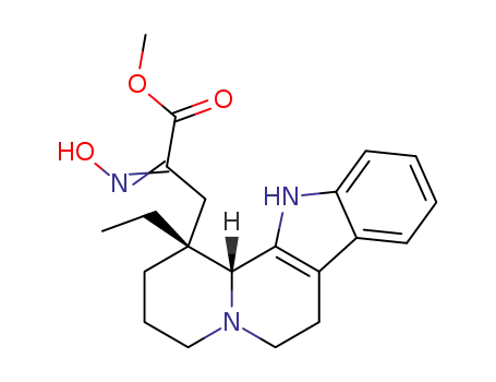Molecular Structure of 86708-31-8 (3-((1R,12bR)-1-Ethyl-1,2,3,4,6,7,12,12b-octahydro-indolo[2,3-a]quinolizin-1-yl)-2-[(E)-hydroxyimino]-propionic acid methyl ester)