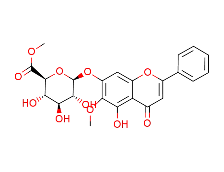 Molecular Structure of 82475-02-3 (5-hydroxy-6-methoxyflavone-7-O-β-D-glucuronide methyl ester)