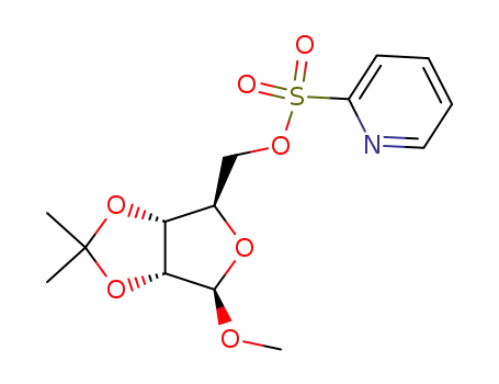 Molecular Structure of 123455-86-7 (Pyridine-2-sulfonic acid (3aR,4R,6R,6aR)-6-methoxy-2,2-dimethyl-tetrahydro-furo[3,4-d][1,3]dioxol-4-ylmethyl ester)