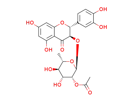 Molecular Structure of 1298135-47-3 ((2R,3R)-5,7,3',4'-tetrahydroxyflavanonol 2-acetylrhamnoside)
