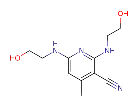 Molecular Structure of 38841-88-2 (2,6-bis[(2-hydroxyethyl)amino]-4-methylnicotinonitrile)