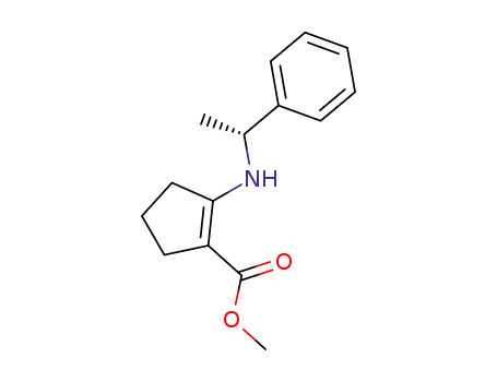 Molecular Structure of 683774-02-9 (1-Cyclopentene-1-carboxylic acid, 2-[[(1R)-1-phenylethyl]amino]-,
methyl ester)