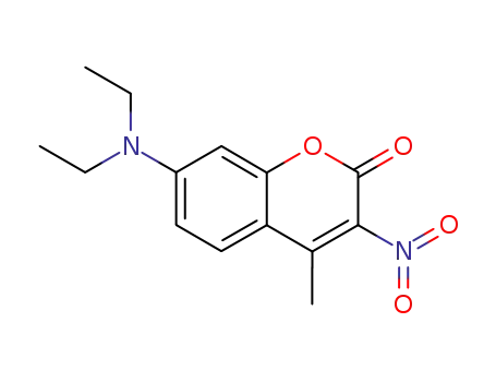 Molecular Structure of 118116-72-6 (3-nitro-4-methyl-7-diethylamino-2H-benzopyran-2-one)