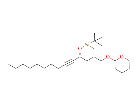 Molecular Structure of 951646-07-4 (tert-butyl(dimethyl)((1R)-1-[3-(tetrahydro-2H-2-pyranyloxy)propyl]-2-undecynyloxy)silane)