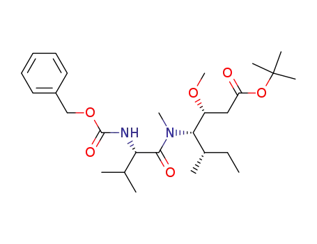 Molecular Structure of 120205-52-9 (tert-butyl (3R,4S,5S)-4-[(2S)-2-[[(benzyloxy)carbonyl]amino]-N,3-dimethylbutanamido]-3-methoxy-5-methylheptanoate)