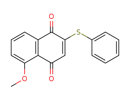 Molecular Structure of 105259-49-2 (1,4-Naphthalenedione, 5-methoxy-2-(phenylthio)-)