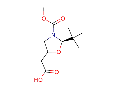 Molecular Structure of 122697-90-9 ((2R)-2-(tert-Butyl)-3-methoxycarbonyl-1,3-oxazolidin-5-ylessigsaeure)