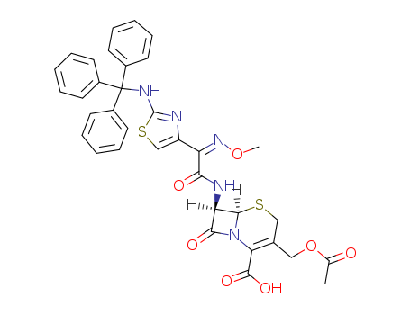 [6R-[6alpha,7beta(Z)]]-3-(acetoxymethyl)-7-[(methoxyimino)[2-(tritylamino)thiazol-4-yl]acetamido]-8-oxo-5-thia-1-azabicyclo[4.2.0]oct-2-ene-2-carboxylic acid(64485-92-3)