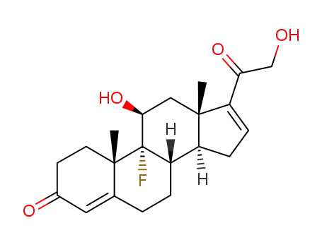 Molecular Structure of 802-71-1 (Pregna-4,16-diene-3,20-dione, 9-fluoro-11beta,21-dihydroxy-)