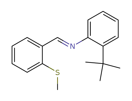Molecular Structure of 958877-81-1 ((2-tert-butylphenyl)-(2-thiomethyl-benzylidene)-amine)