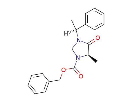 Molecular Structure of 131969-00-1 ((1'S,5R)-1-(benzyloxycarbonyl)-3-(1'-phenyleth-1'-yl)-5-methylimidazolidin-4-one)