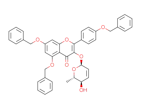 Molecular Structure of 916069-03-9 (3-((2S,5R,6S)-5,6-dihydro-5-hydroxy-6-methyl-2H-pyran-2-yloxy)-5,7-bis(benzyloxy)-2-(4-(benzyloxy)phenyl)-4H-chromen-4-one)