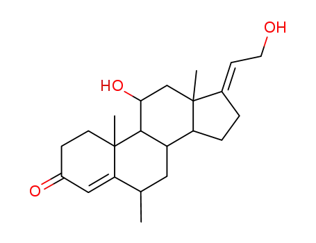 Molecular Structure of 3386-04-7 (11-beta,21-dihydroxy-6-alpha-methylpregna-4,17(20)-dien-3-one)
