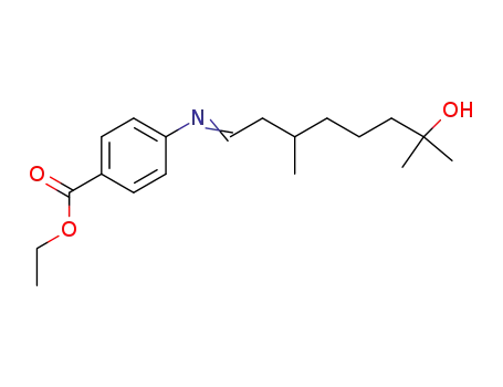 Molecular Structure of 67893-08-7 (ethyl 4-[(7-hydroxy-3,7-dimethyloctylidene)amino]benzoate)