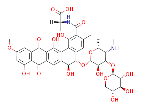 D-Alanine,N-[[(5S,6S)-5-[[4,6-dideoxy-4-(methylamino)-3-O-b-D-xylopyranosyl-b-D-galactopyranosyl]oxy]-5,6,8,13-tetrahydro-1,6,9,14-tetrahydroxy-11-methoxy-3-methyl-8,13-dioxobenzo[a]naphthacen-2-yl]ca