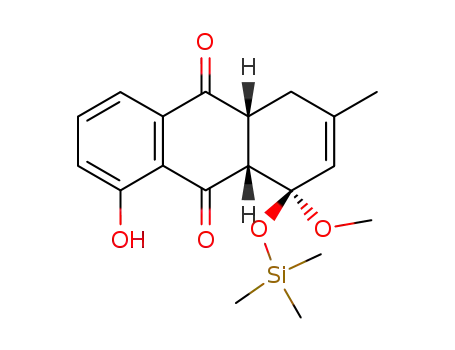 Molecular Structure of 108637-74-7 ((1R,4aR,9aS)-8-Hydroxy-1-methoxy-3-methyl-1-trimethylsilanyloxy-1,4,4a,9a-tetrahydro-anthraquinone)