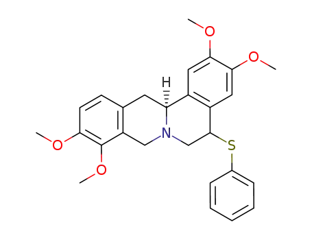 Molecular Structure of 870282-72-7 ((13aS)-2,3,9,10-tetramethoxy-5-phenylsulfanyl-5,8,13,13a-tetrahydro-6H-dibenzo[a,g]quinolizine)