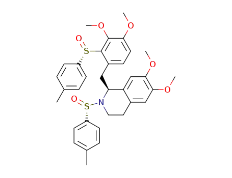 Molecular Structure of 1356336-74-7 ((1S)-1-[3,4-dimethoxy-2-(S)-p-tolylsulfinyl]benzyl-6,7-dimethoxy-2-(S)-p-tolylsulfinyl-1,2,3,4-tetrahydroisoquinoline)