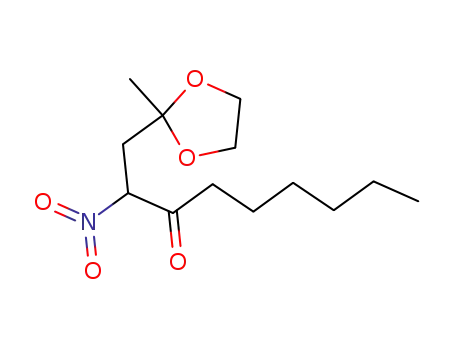 Molecular Structure of 89329-54-4 (3-Nonanone, 1-(2-methyl-1,3-dioxolan-2-yl)-2-nitro-)