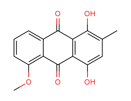 Molecular Structure of 71786-00-0 (9,10-Anthracenedione, 1,4-dihydroxy-5-methoxy-2-methyl-)