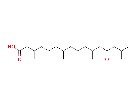 Molecular Structure of 102464-52-8 (2,6,10,14-Tetramethyl-pentadecanon-<sup>(12)</sup>-carbonsaeure-<sup>(1)</sup>)