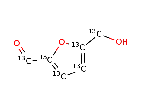 Molecular Structure of 1219193-98-2 (5-Hydroxymethyl-2-furaldehyde-13C6)