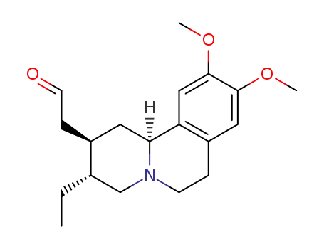 Molecular Structure of 549-91-7 ((2R)-3β-Ethyl-1,3,4,6,7,11bβ-hexahydro-9,10-dimethoxy-2H-benzo[a]quinolizine-2α-acetaldehyde)