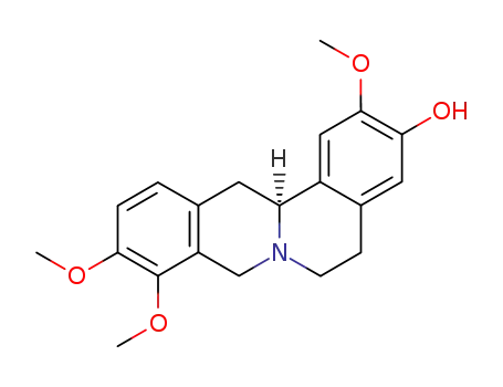 Molecular Structure of 6018-39-9 ((13aR)-5,8,13,13a-Tetrahydro-2,9,10-trimethoxy-6H-dibenzo[a,g]quinolizin-3-ol)