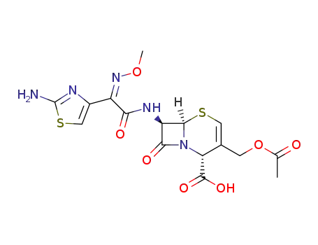 Molecular Structure of 126747-48-6 ((2R,6R,7R)-3-Acetoxymethyl-7-{2-(2-amino-thiazol-4-yl)-2-[(Z)-methoxyimino]-acetylamino}-8-oxo-5-thia-1-aza-bicyclo[4.2.0]oct-3-ene-2-carboxylic acid)