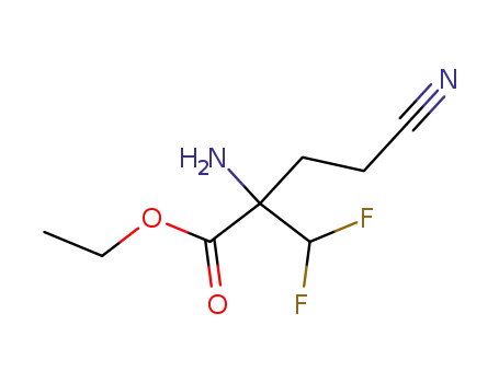 Molecular Structure of 501011-46-7 (Butanoic acid, 2-amino-4-cyano-2-(difluoromethyl)-, ethyl ester)