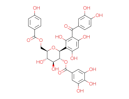 Molecular Structure of 92631-84-0 (maclurin 3-C-(2''-O-galloyl-6''-O-p-hydroxybenzoyl)-β-D-glucoside)