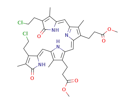 Molecular Structure of 92735-37-0 (2,17-bis-(2-chloroethyl)-21,24-dihydro-8,12-bis-(2-methoxycarbonylethyl)-3,7,13,18-tetramethylbilin-1,19-dione)