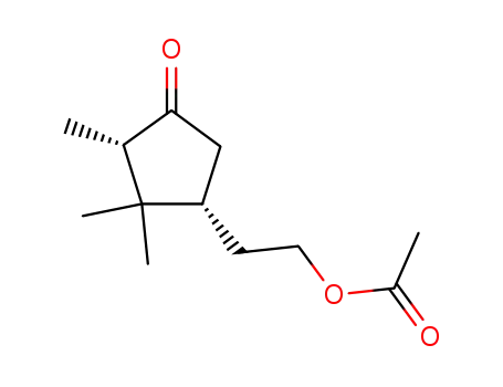 Molecular Structure of 70051-25-1 ((2S-cis)-2-(2,2,3-Trimethyl-4-oxocyclopentyl)ethyl acetate)