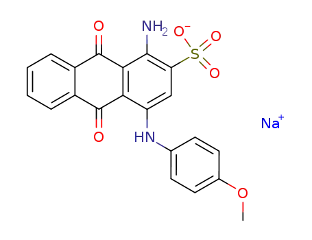 Molecular Structure of 63589-10-6 (sodium 1-amino-4-p-anisidino-9,10-dihydro-9,10-dioxoanthracene-2-sulphonate)
