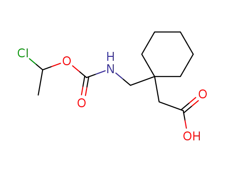 Molecular Structure of 850479-14-0 (Cyclohexaneacetic acid, 1-[[[(1-chloroethoxy)carbonyl]amino]methyl]-)