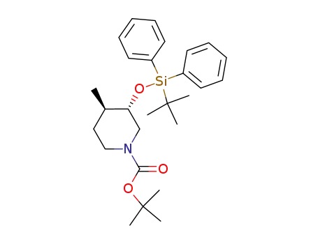 Molecular Structure of 176966-86-2 (tert-butyl (3S,4R)-3-(tert-butyldiphenylsilyloxy)-4-methyl-piperidine-1-carboxylate)